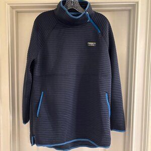 L.L. Bean Airlight Knit Asymmetrical Quarter-Zip Tunic, Size L, Navy Blue